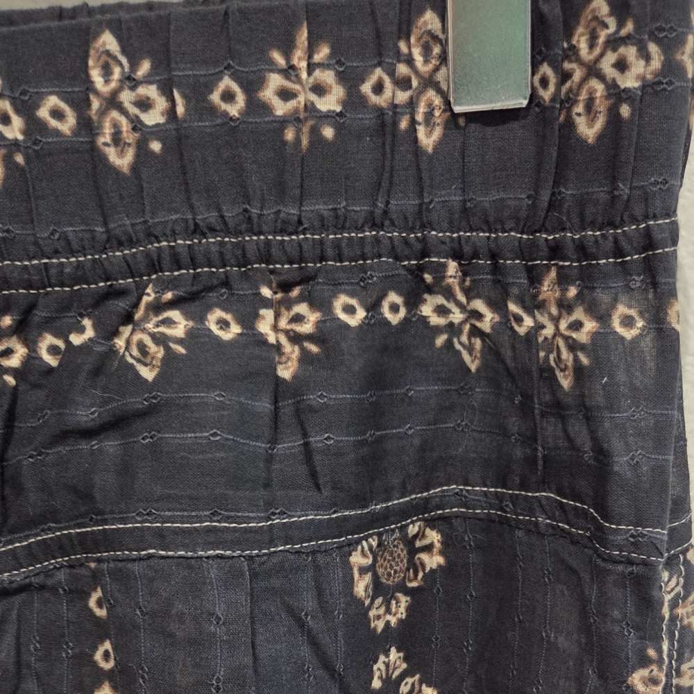 NWT Free People Come Over Printed Pants Charcoal Combo XS - Picture 6 of 10